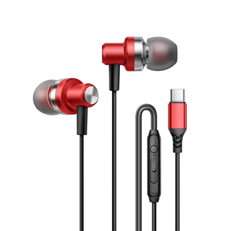 Metal stereo tuning digital decoding Type-C wired headphones for Huawei Samsung C flat port in-ear 6