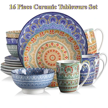 Vancasso 16-Piece Bohemian Mandala Porcelain Dinnerware Set 1