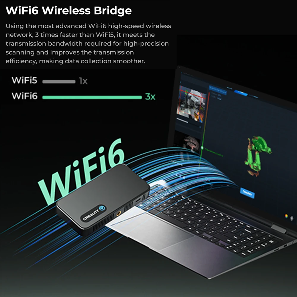 Creality CR-Scan Ferret Pro 휴대용 핸드헬드 3D 스캐너, 손떨림 방지 추적, WiFi6 무선 스캐닝, 0.1mm 정확도, 24 비트