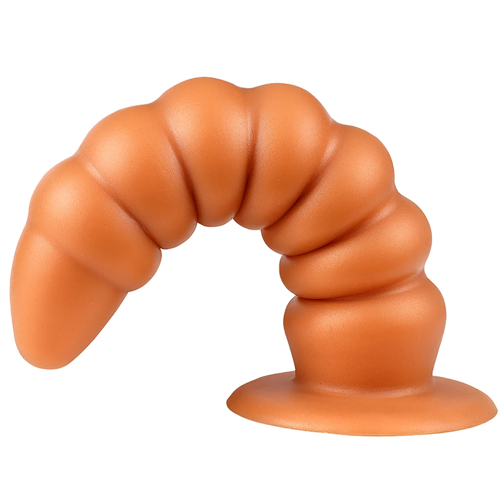 Dildo E Plug Anal De Silicone Com Segmentos Arredondados - JIUAI