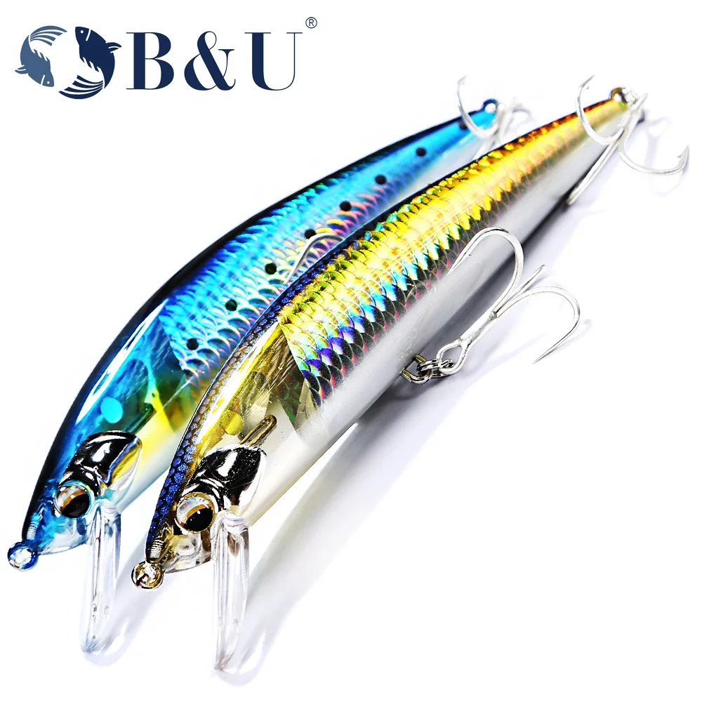 B&U Heavy Weight Minnow Sinking Jerkbait Longcast Angelköder Salzwasser Wolfsbarsch Kunststoff Kunstköder Tackle