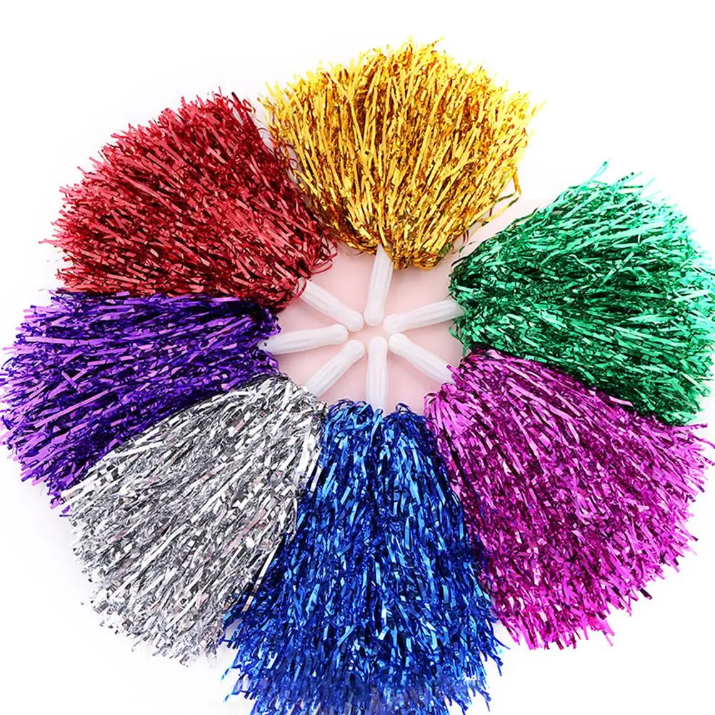 Children's Cheerleading Pom Poms with Handle Cheer Balls Gold Yellow Pink Red Green Blue for Women Girl Kids Pompoms Access M9E3