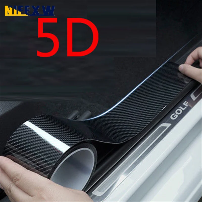 

5D Carbon Fiber Car Stickers Protector Car Door Sill Sticker Scratchproof Stickers Protector Auto Bumper Strip Car Protect Tape