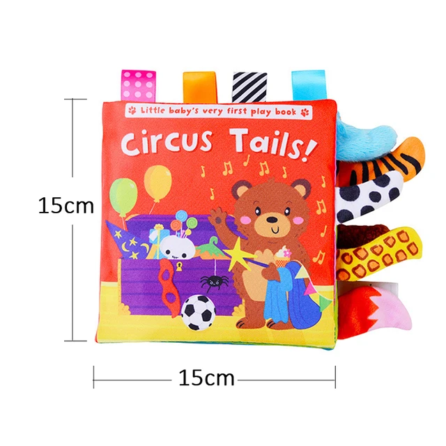 Cloth Book Baby Toys Cartoon Animals Tail Baby Cloth Book Educational Ringed Paper Toys Enlightenment Baby Toys for 1-3 Years 5
