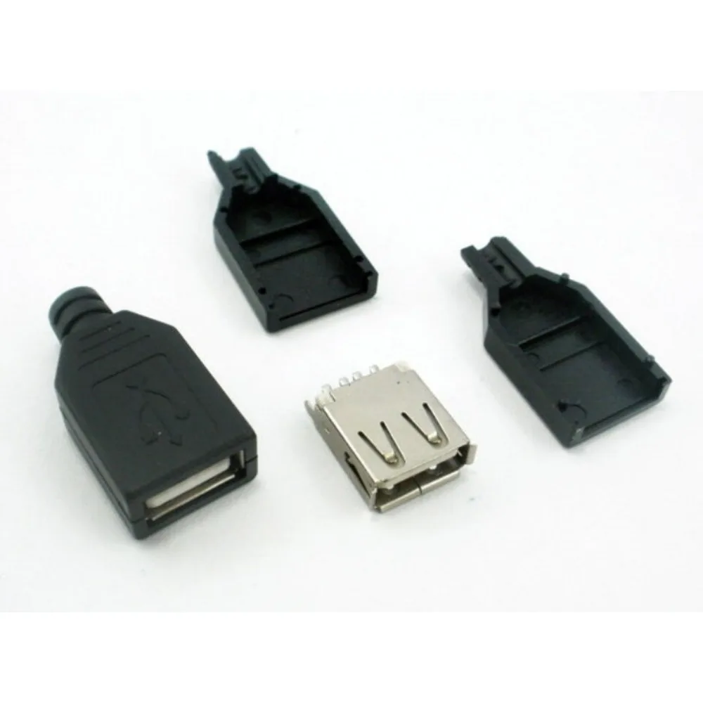 

10 шт., 4-контактный Переходник USB 2,0 типа А с черной пластиковой крышкой