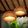 Retro Hand Woven Bamboo Chandelier Chinese style Droplight Hotel Bedroom Living room Art Decor Hanging Lamp indoor pendant light 6