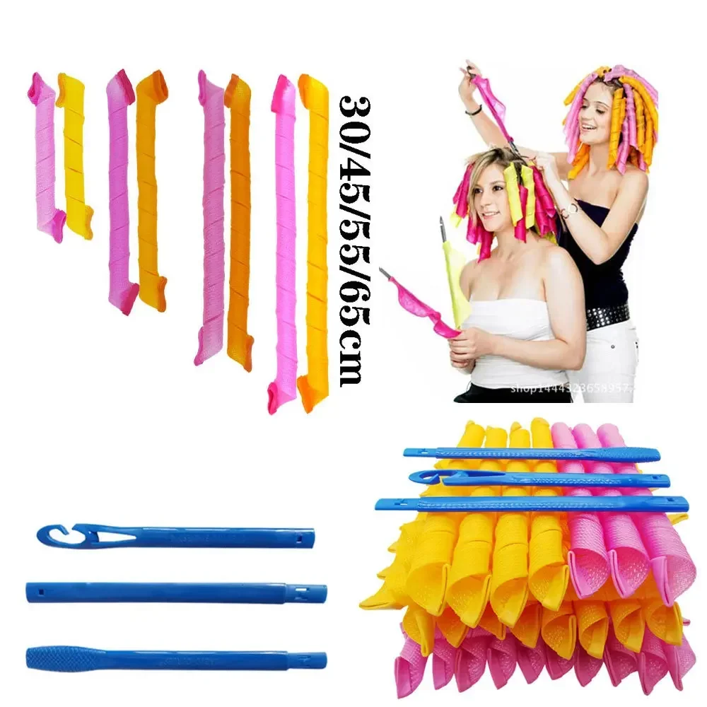 Hair Rollers Snail Shape Not Waveform 10pcs 4 Sticks Spiral Round Curls Hair Curler Soft Curler Bendy Rollers