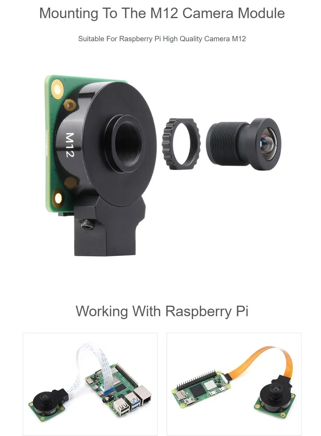 M12 High Resolution Lens 16MP 105° FOV 3.56mm Focal Length Compatible with Raspberry Pi High Quality Camera M12 4