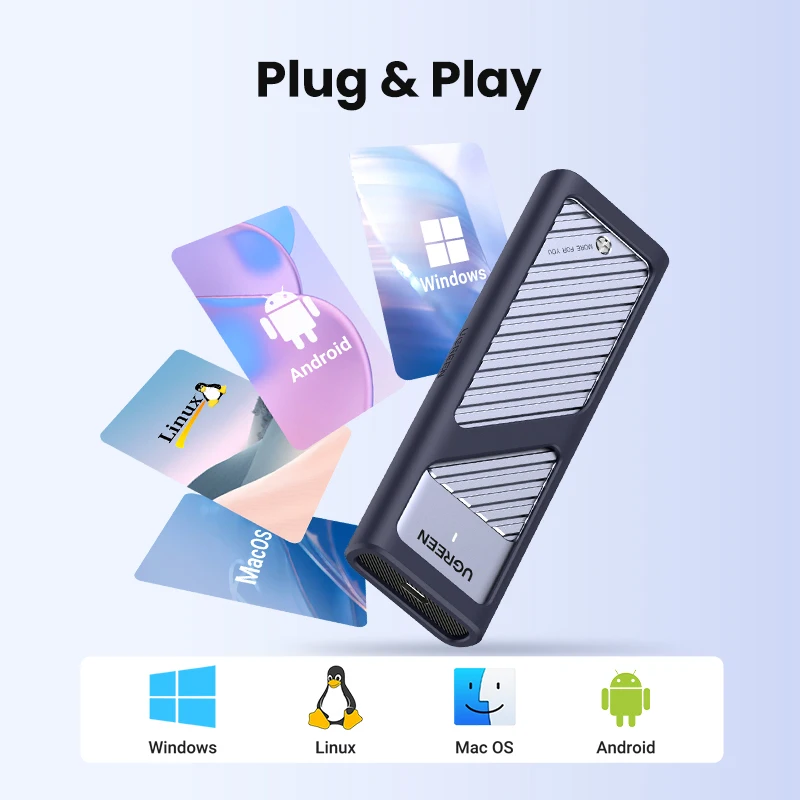 Ugreen M.2 Nvme Ssd Case 10gbps Adaptador Nvme para Usb Usb 3.2 Gen Gabinete para Nvme Pcie Caixa de Disco Ssd Suporta m e b & m Chaves - Imagem 5