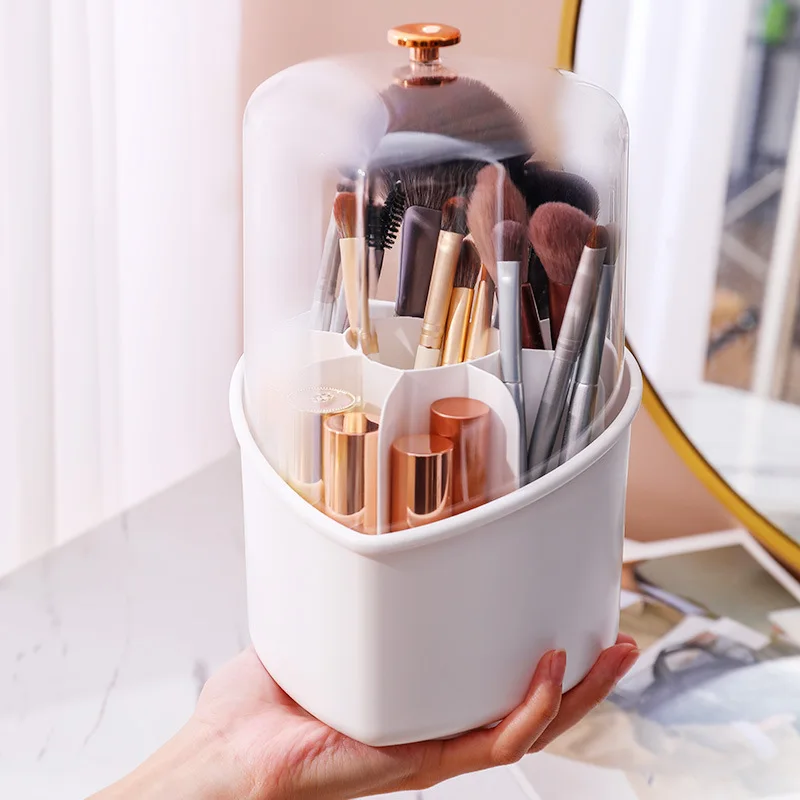

360° Rotating Makeup Brush Pen Storage Box Desktop Cosmetic Brushes Organizer Lipstick Eyebrow Pencil Eye Shadow Brush Holder