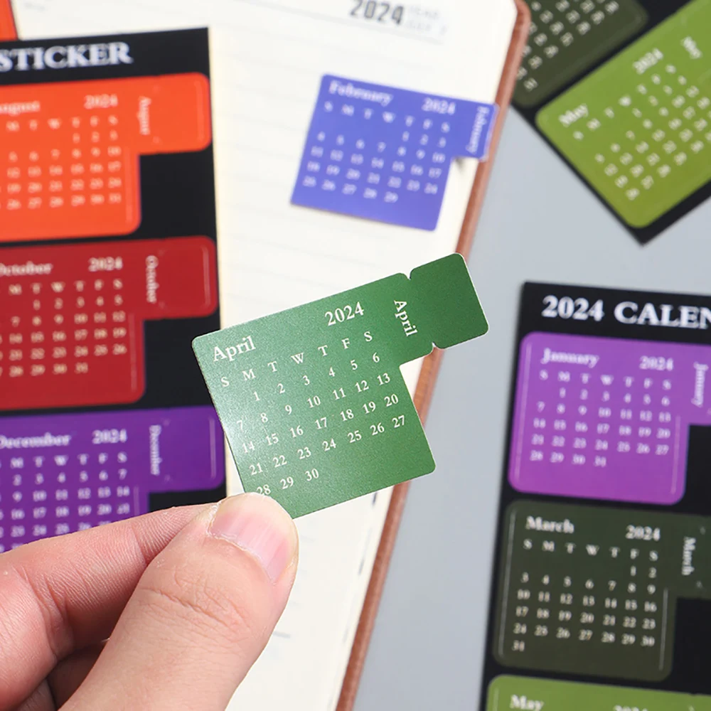 

2024 12 Months Calendar Notebook Index Label Sticker Planner Category Stickers School Office Supplies Stationery