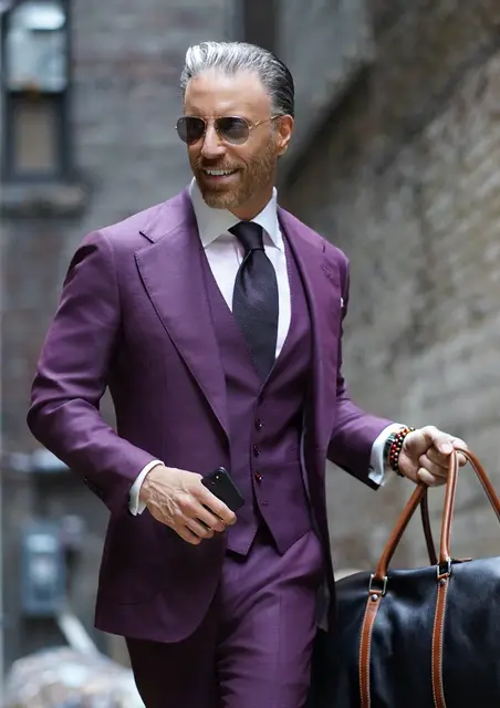 Latest Coat Pant Design Purple Men's 