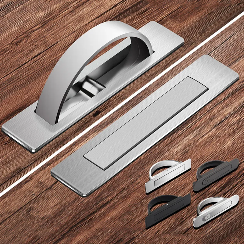 

99/103mm Hidden Handles Zinc Alloy Door Embedded Pull Cover Floor Cabinet Handle Dark Recessed Knobs Furniture Hardware