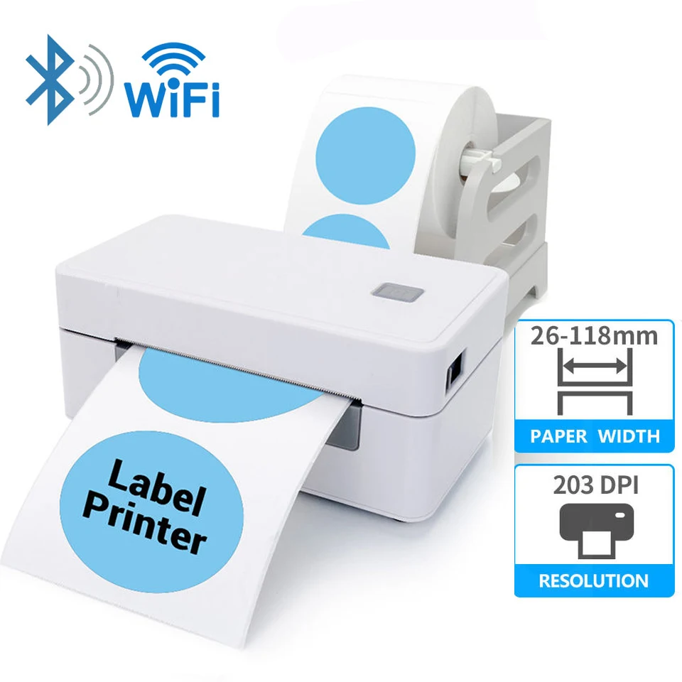 

Термопринтер для этикеток, 4 дюйма, USB, Bluetooth, Wi-Fi, 26-110 мм