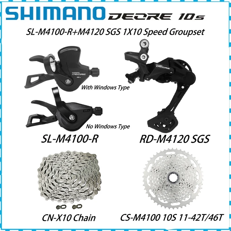 

Переключатель передач Shimano Deore M4100 1X10S, групповой набор 10 скоростных переключений, Φ 10 S, кассета 42T 46T, свободное колесо, стандартная цепь