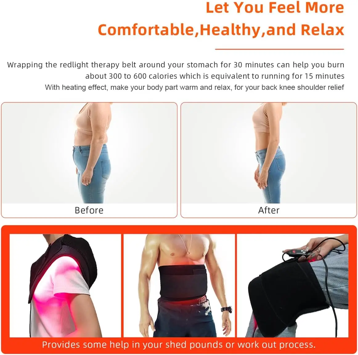 Multi Style Red Light Belt, 850nm&660nm Infrared Light Therapy Pad for Relieve Body Part Joints Fatigue Burning Fat Slimming