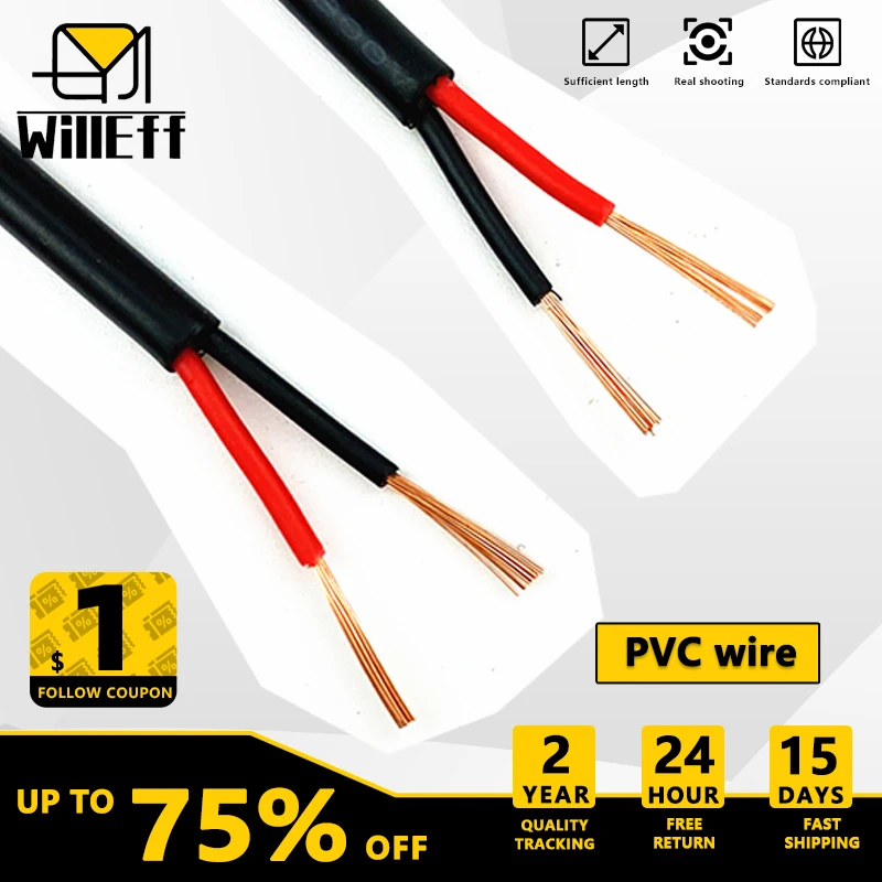 Núcleos de Cobre Revestido Cabo dc Power Supply Plug Fio do Carregador para Alto-falante Sinal de Áudio Fiação 28 26 24 22 Awg 5v 10v 12v 2