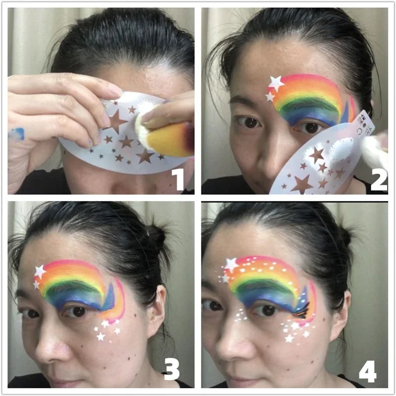 Tattoo Stencils 2025 Halloween Christmas Birthday Party DIY Makeup Temporary Reusable Face Art Body Painting Plastic