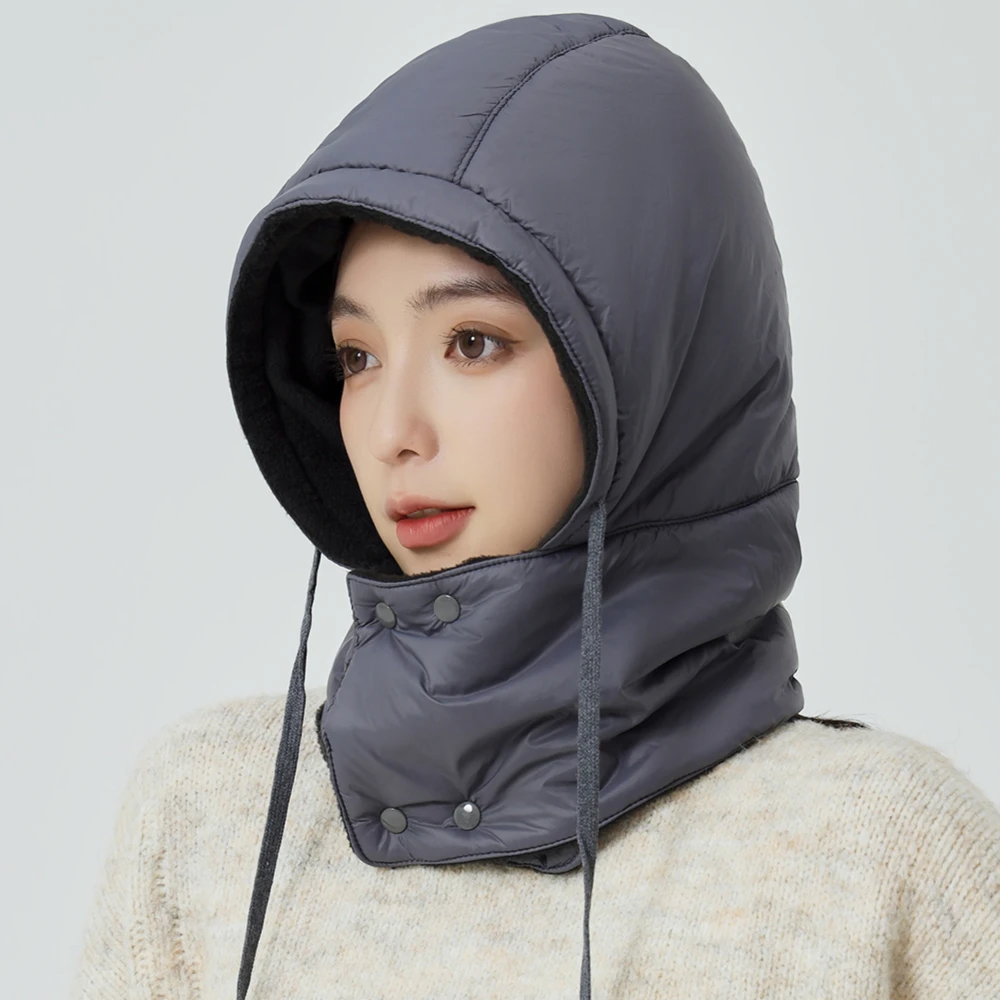 New Style Windproof Hats Plush Fleece Lined Warm Winter Cap Hooded Full Cover Waterproof Hats For Women Solid Color Winter Hats