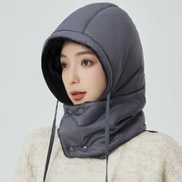 New Style Windproof Hats Plush Fleece Lined Warm Winter Cap Hooded Full Cover Waterproof Hats For Women Solid Color Winter Hats 3