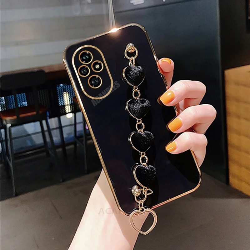 Love Heart Bracelet Plating Luxury Chain Case Cover