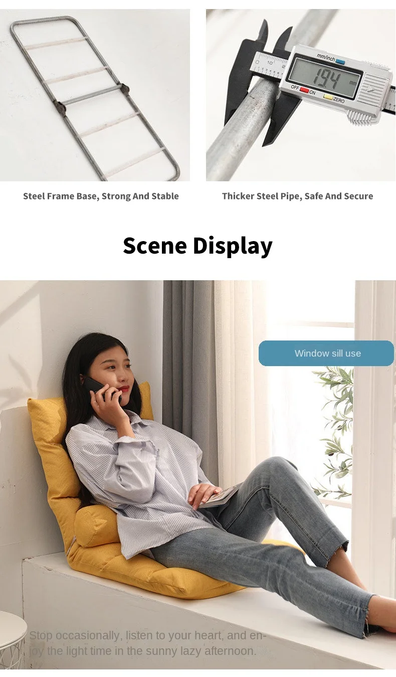 Description Picture 6 of itemFolding Lounge Chair Home Balcony Living Room Folding Chair Leisure Balcony Lazy Sofa Tatami Chair Modern Backrest New