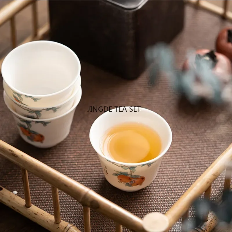 Fine ceramic tea cups hand-painted floral travel tea bowls Pu erh master cups tea set accessories personal meditation cups