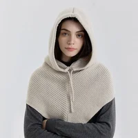 Winter Balaclava Hat Scarf For Women Knitted Hooded Caps Outdoor Warm One-piece Neck Collar Beanies Hats For Girls - Image 6