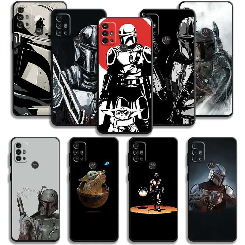 The Mandalorian Yoda Black White Moon Case Per Motorola G60 G50 G31 G30 G22 G9 G8 Power Lite Plus Edge 20Lite 30Pro One Fusion