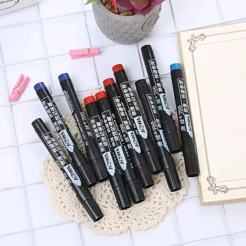 라운드 토 네임펜 펜, 방수 잉크, 미세 포인트, 검정, 파랑, 빨강, 오일 잉크, 1.5mm, 파인 컬러 마커 펜, 100 개