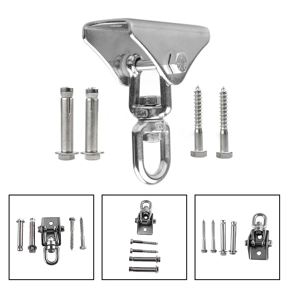 1set Ceiling Hook Set Swing Hook Stainless Steel Rotating Hanging Chair Hanging Bed Fixed Plate Swing Accessories