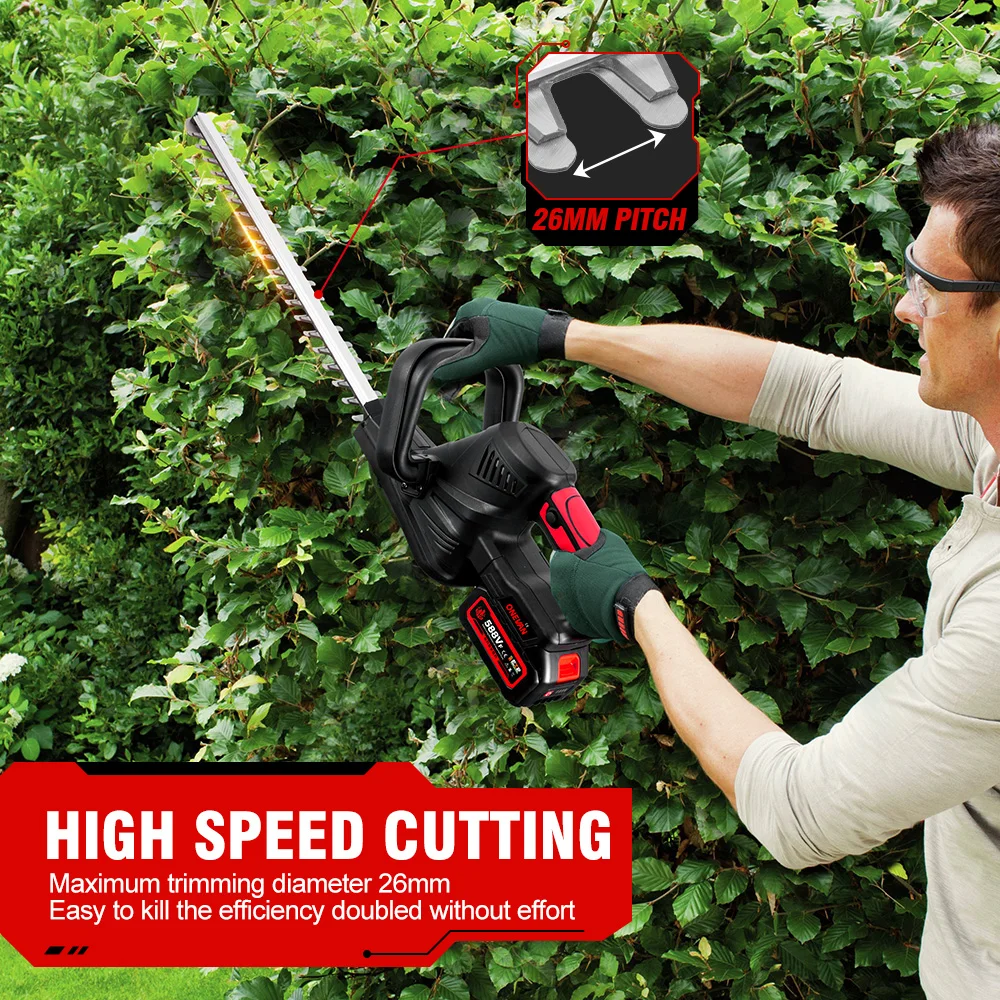 ONEVAN 2000W 51CM Brushless Hedge Trimmer Electric Cordless Garden Bushes Branch Cutting Power Tools For Makita 18v Battery 2