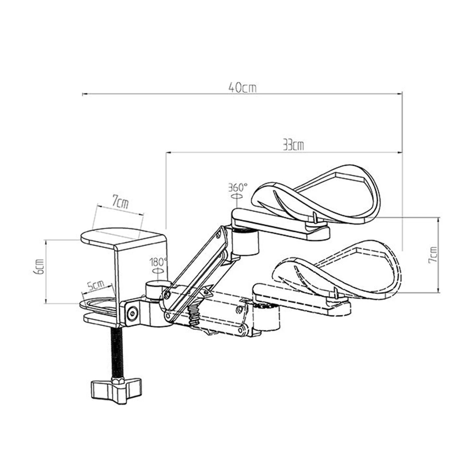 Arm Rest Support for Desk Ergonomic Easy to Install Adjustable Wrist Cushion Computer Armrest Bracket for Office Laptop Desk