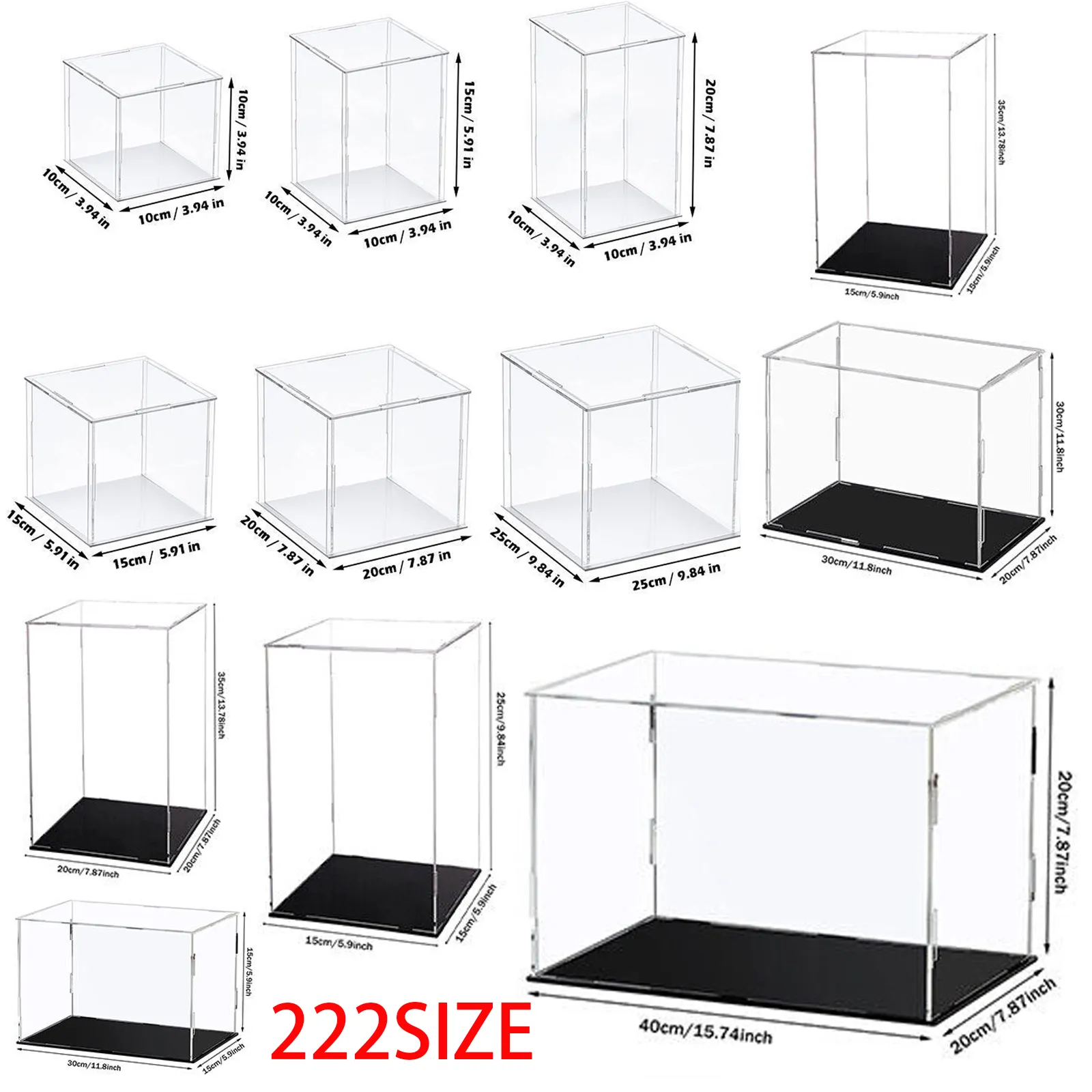 222 Size Acrylic Display Case for Collectibles Assemble Clear Acrylic Box Protection Showcase for Action Figures Organizing Toys