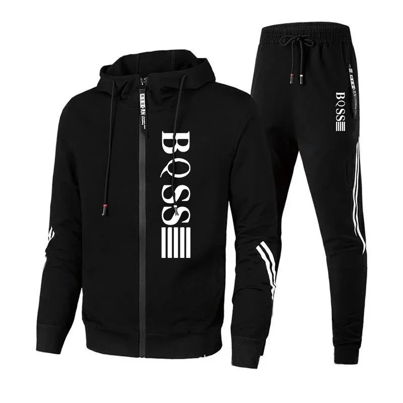 thumbnail image 1 of 2024 Chándales para hombre Pantalones deportivos casuales Sudadera con capucha y cremallera estampada Abrigo versátil de moda Ropa deportiva para correr al aire libre, 1 of 4