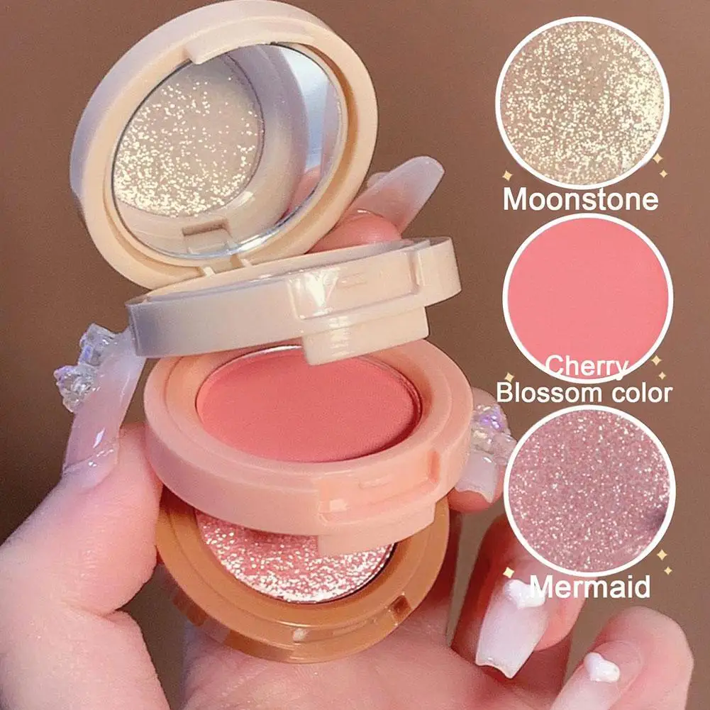 

Highlight Powder Matte Blusher Eye Shadow 3 In 1 Face Makeup Natural Palette Multi-color Delicate Shiny Beauty Cosmetic