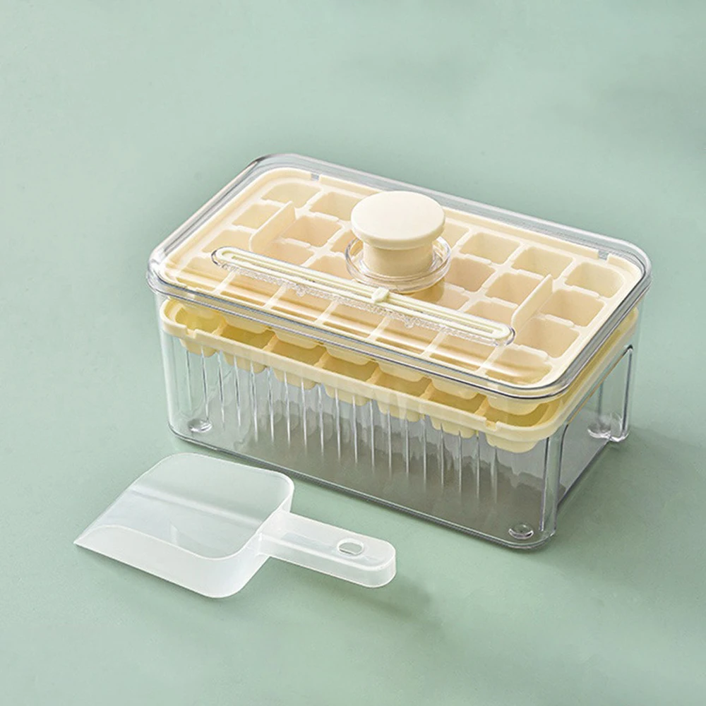 Silicone Ice Cube Tray, Pressable Ice Box With Cover, Food-grade