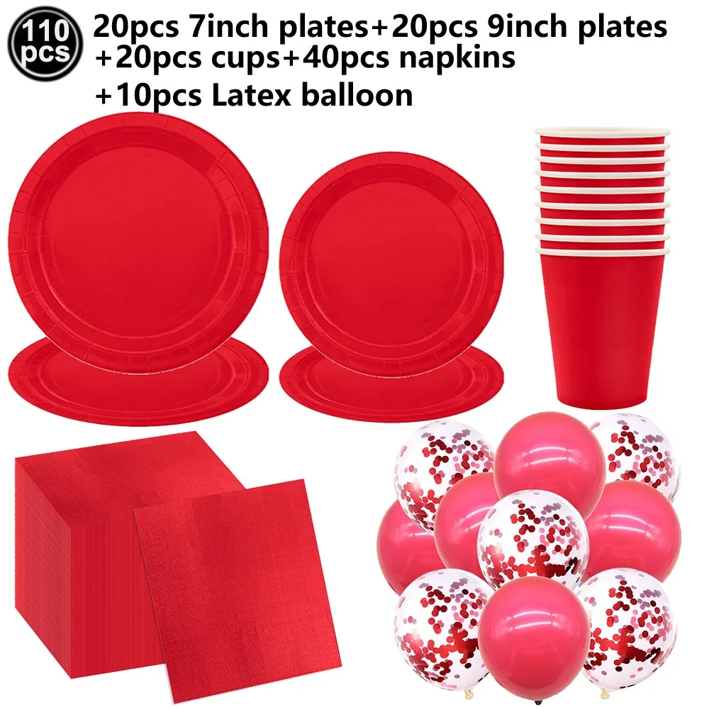 Vibrant Red Party Tableware Set for Celebrations and Events