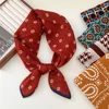 Vintage Flower Pattern Head Neck Scarves 65*65cm Cotton Linen Print Square Scarf For Women Small Shawls Female Bag Scarves 1