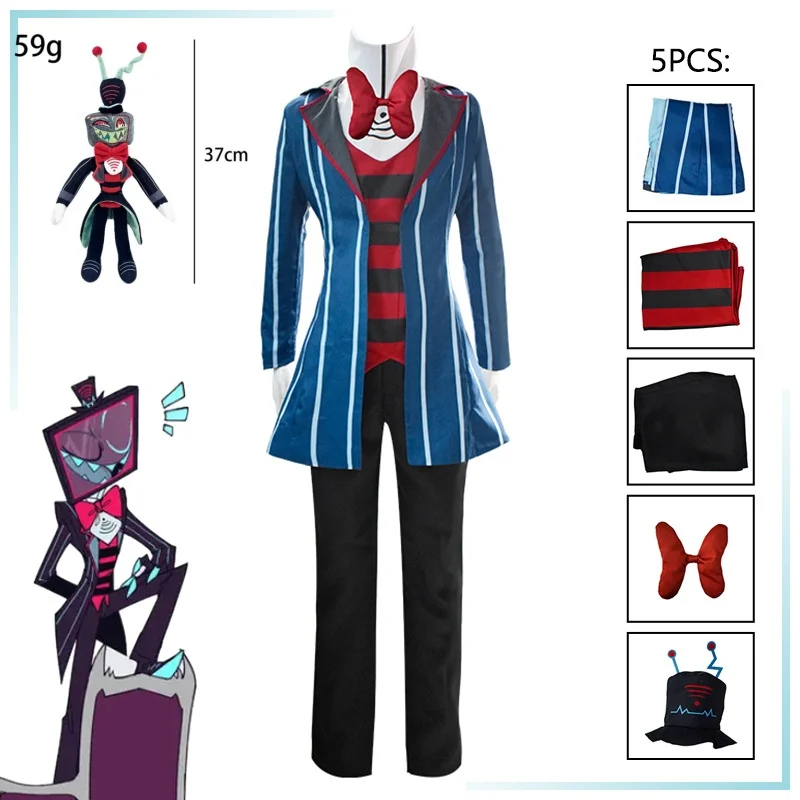 

Hazbin Cosplay Hotel Vox Cosplay Costume Uniform Suit Outfit Halloween Carnival Christmas Costumes Blue Red Suit Anime Suit