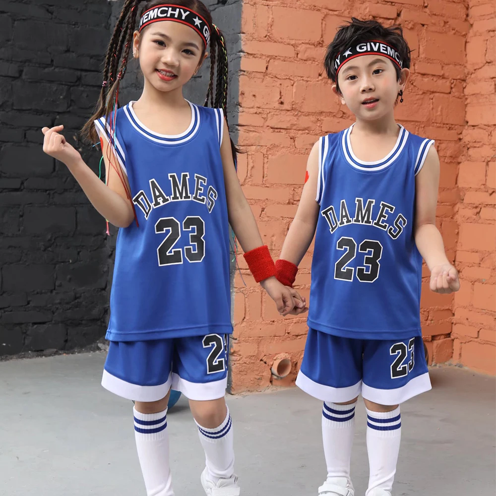 Children Basketball Jersey Suit Boy Girl Summer Sleeveless Vest & Shorts Quick-dry School Class Basketball Uniform Outfit basketball jerseys