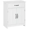 Kleankin Freestanding Bathroom Cabinet, Farmhouse Small Storage Cabinet with Storage Drawer, 2 Doors, Narrow Floor Cabinet, White 1