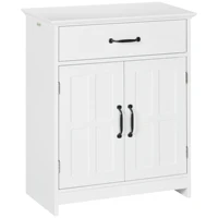 Kleankin Freestanding Bathroom Cabinet, Farmhouse Small Storage Cabinet with Storage Drawer, 2 Doors, Narrow Floor Cabinet, White 1