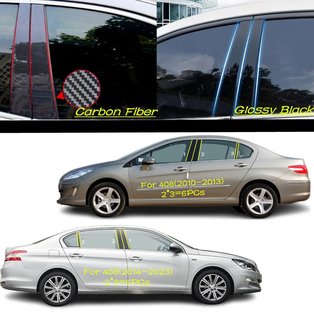 

Car PC Material Pillar Post Cover Door Trim Window Molding Sticker Plate Accessories For Peugeot 408 2010 2011-2013 2014-2023