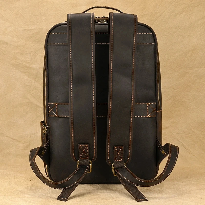 Luufan Men's Crazy Horse Leather Backpack 15.6 inch laptop Retro Rucksack Large CaPacity Travel Backpack Big Male Computer Bag 4