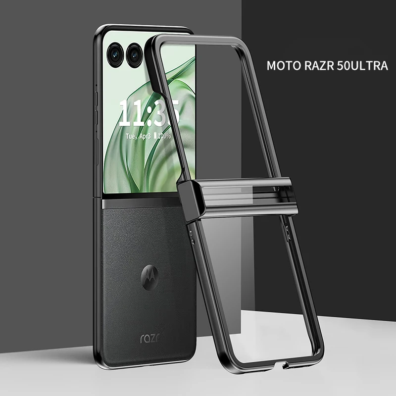 Ultra 5G Transparent Plating Case with Solid Color Hinge Protection and Anti-Scratch Cover