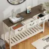 47" Farmhouse Console Table with 3 Drawers, Rustic Entryway Table, Narrow Long Sofa Table for Living Room, Hallway, Behind Couch 4