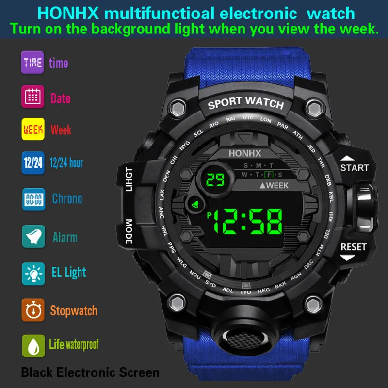 Electronic watch, multi-functional outdoor student sports electronic watch