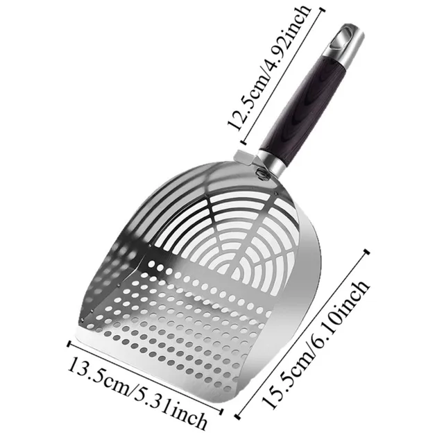 Stainless Steel Cat Litter Scoop Deep Shovel Sturdy Mesh Pet Waste Shovel Long Handle Comfortable Grip Cat Poop Sifting Tool 6