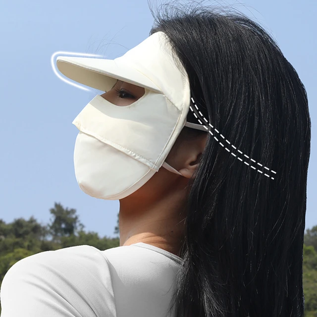 Sun Hat Mask Ice Silk Breathable Sunscreen Face Mask Scarf